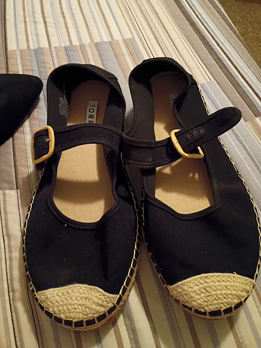 torrid Black Mary Jane Espadrille Flats with Natural Trim